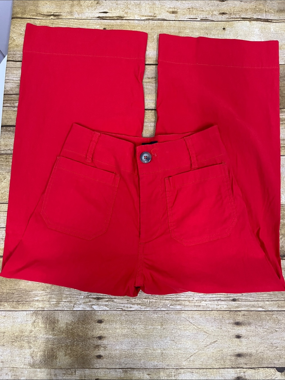 Anthropologie "Colette" cotton/linen blend red wide leg cropped pants size 25